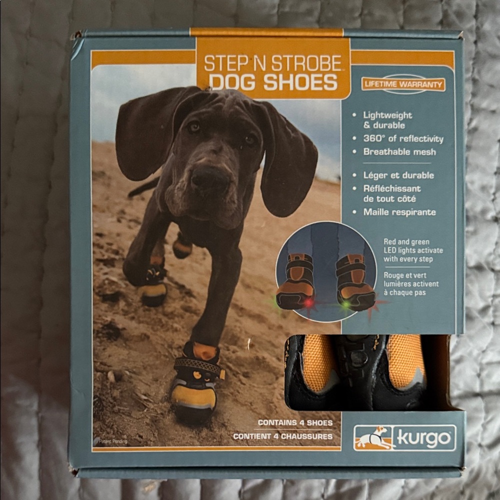 Kurgo Step N Strobe Dog Shoes - Black and Orange